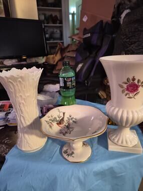 Vintage Lennox 3 Piece 2 Vases And 1 Pedestal Candy Dish Vase One Called A